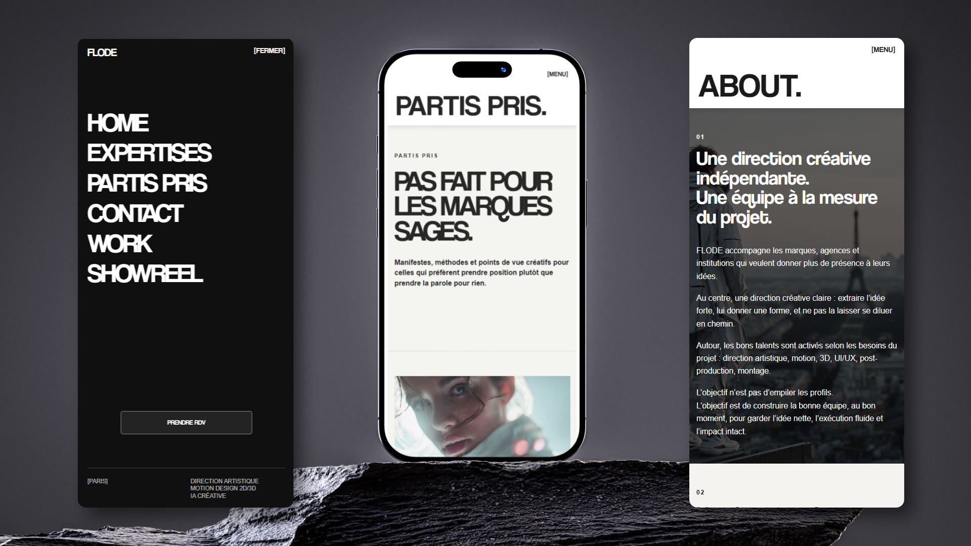 Mockup mobile du site FLODE